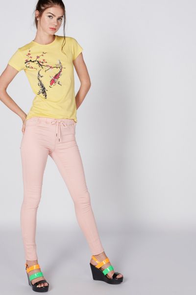 Full Length Jeans with Pocket Detail and Drawstring