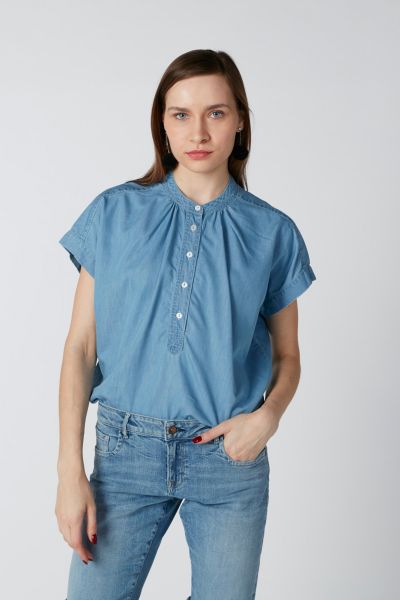Mandarin Collar Blouse with Extended Sleeves