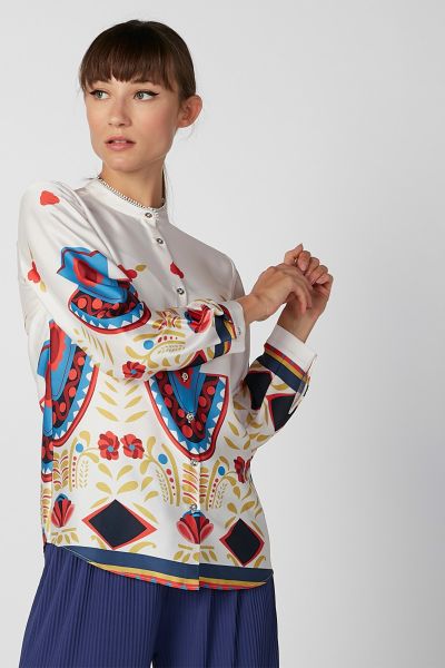 Sustainability Printed Shirt with Long Sleeves and Concealed Placket