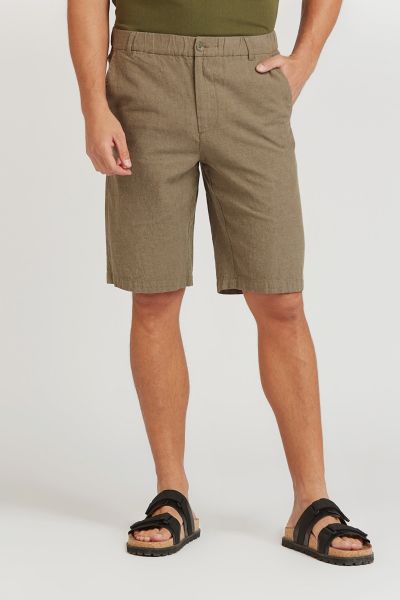Slim Fit Solid Linen Shorts with Pocket Detail and Belt Loops