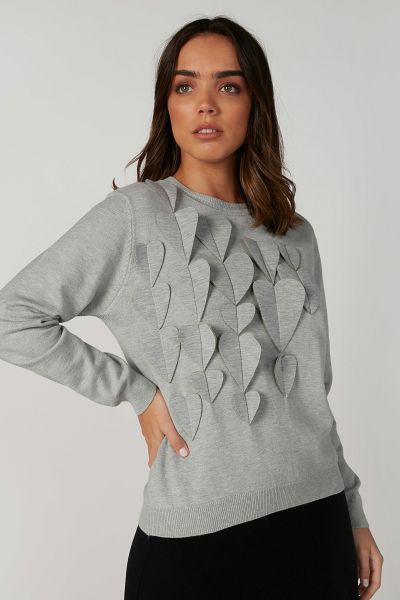Applique Detail Sweater with Round Neck and Long Sleeves