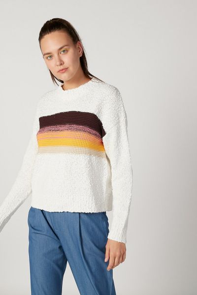 Textured Sweater with Long Sleeves and Stripe Detail