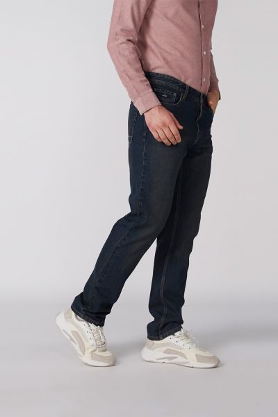 Full Length Jeans with Button Closure and Pocket Detail