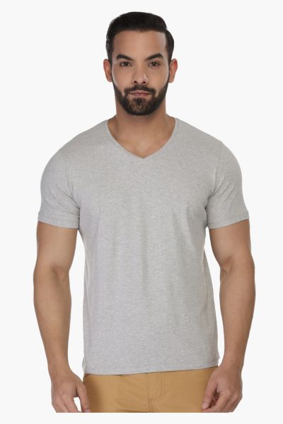 Solid Half Sleeves V-Neck T-Shirt