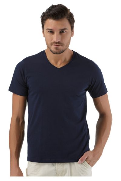 Solid Half Sleeves V-Neck T-Shirt