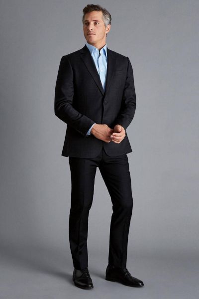 Black Slim Fit Natural Stretch Twill Suit Trouser