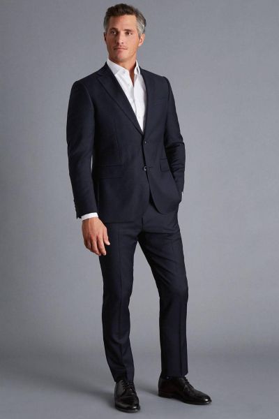 Navy Slim Fit Natural Stretch Twill Suit Trouser