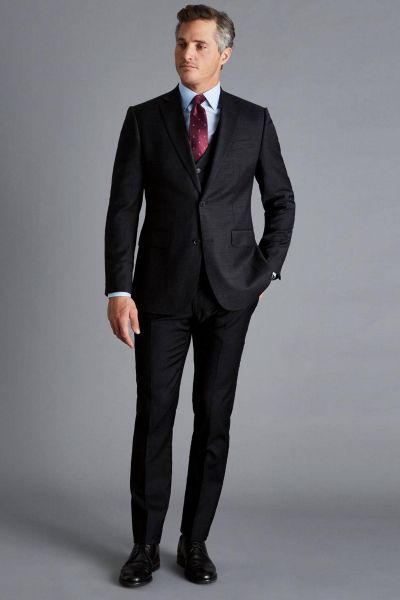 Black Adjustable Fit Natural Stretch Twill Suit Waistcoat