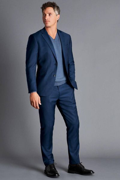 Royal Blue Slim Fit Natural Stretch Twill Suit Jacket 