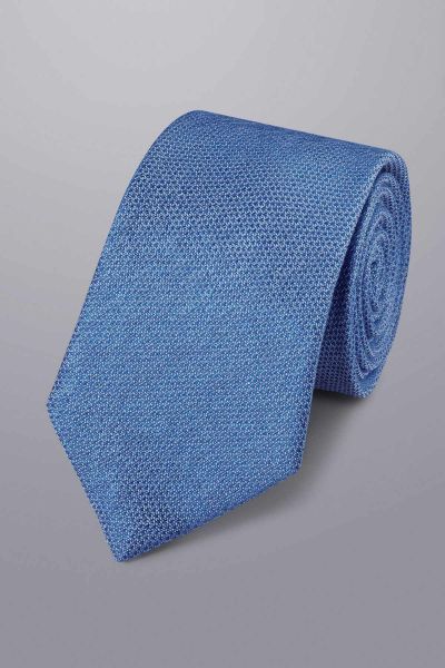Ocean Blue Silk Linen Tie