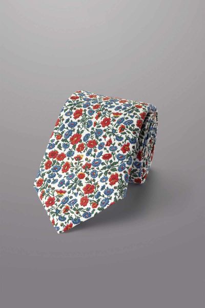 Red Floral Print Made With Liberty Fabric Cotton Tie