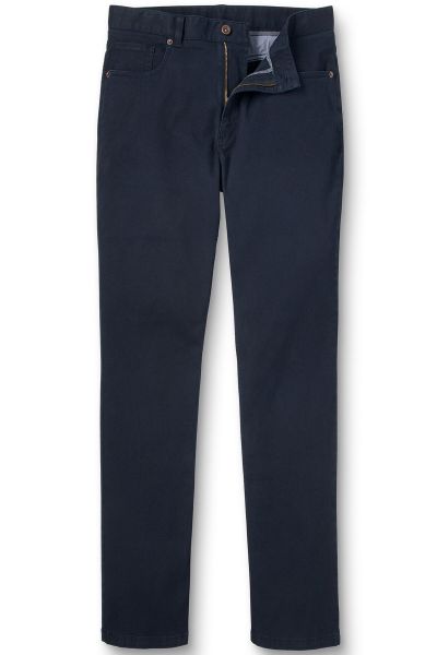 Navy Washed Texture Slim Fit 5 Pocket Trousers