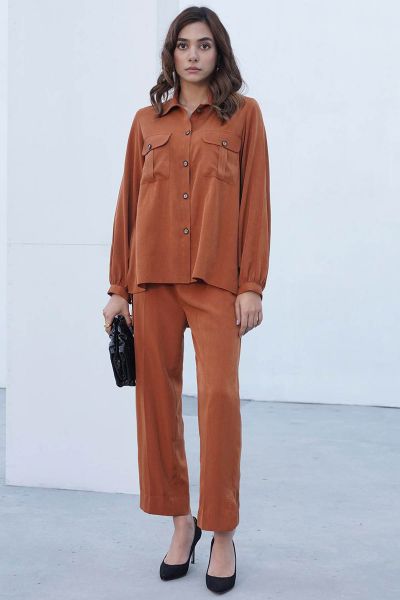 Rust Buttoned Co Ord Set