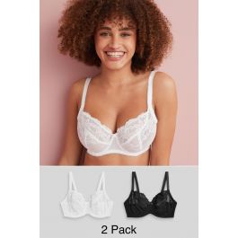 Buy Black/White/Nude Non Pad Balcony Lace Bras 3 Pack from Next Ireland
