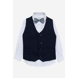 BRUMANO Navy Blue Wool Vest With Bow Blue Men Waistcoats