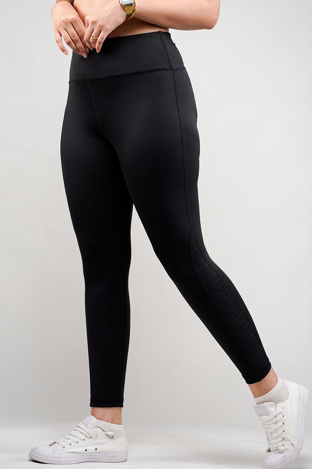 Charcoal Gray High Waist Compression Plus Size Leggings For Women 