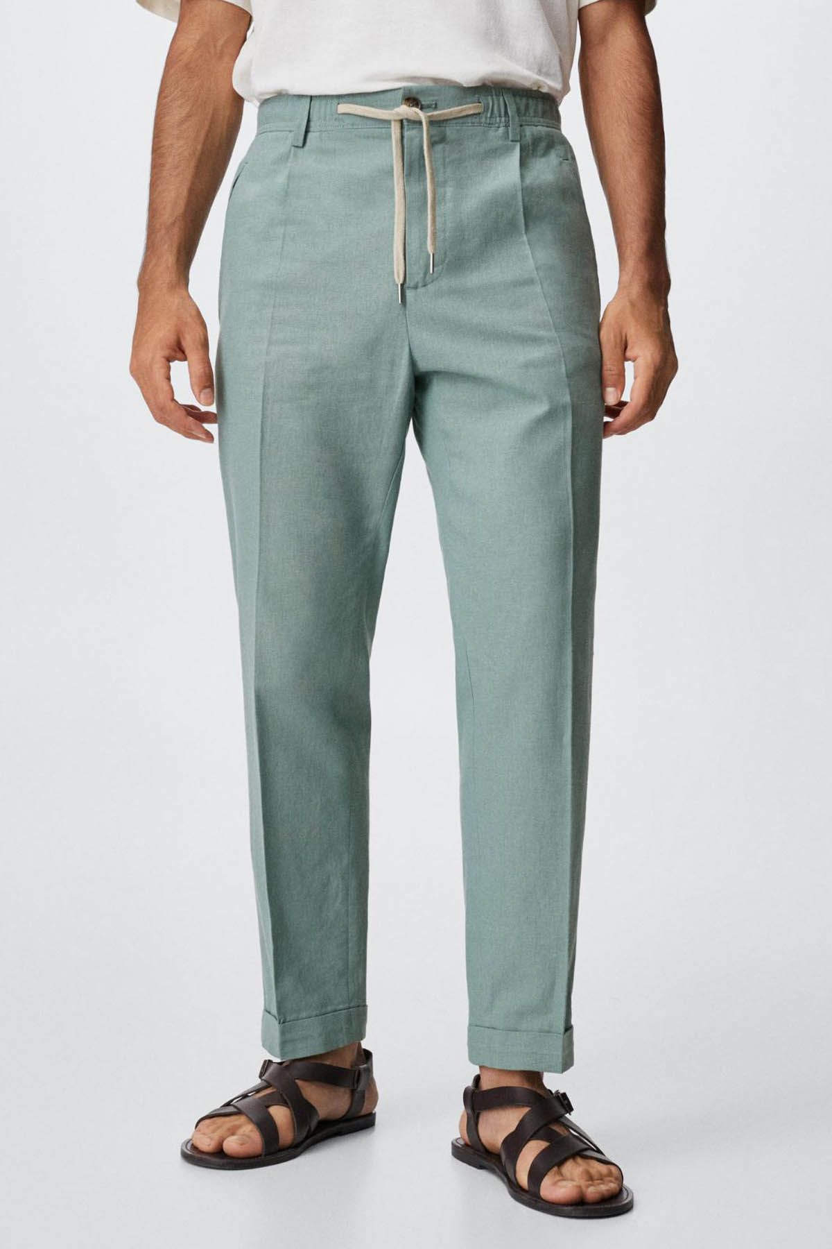 Men's Aqua Green Pants, Mens Green Pant