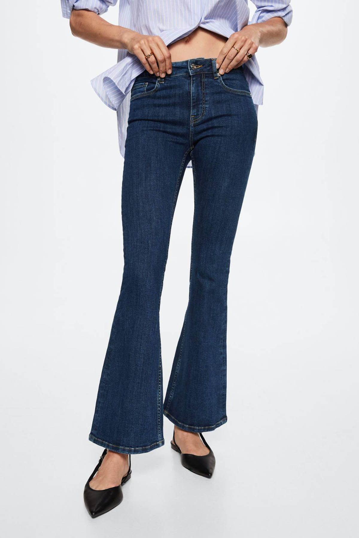 MANGO Mid-rise flared jeans Dark Blue Women Jeans
