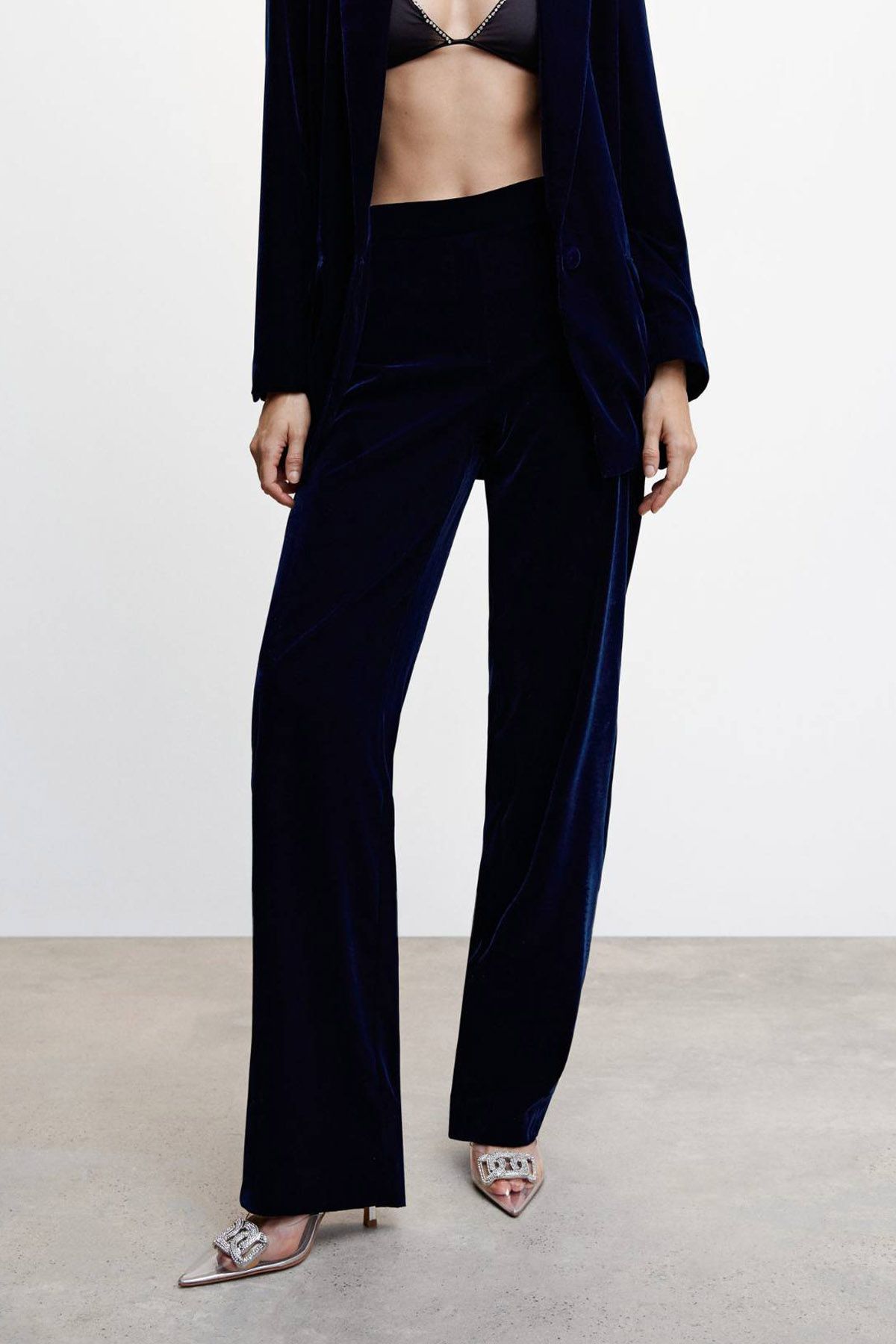 Women velvet trousers suit wholesale Big size Dark Blue color | From Turkey
