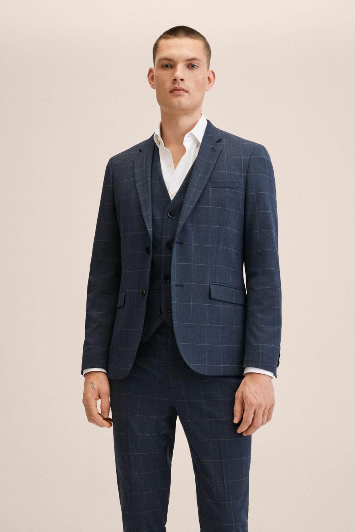 Super slim-fit check suit jacket - Man