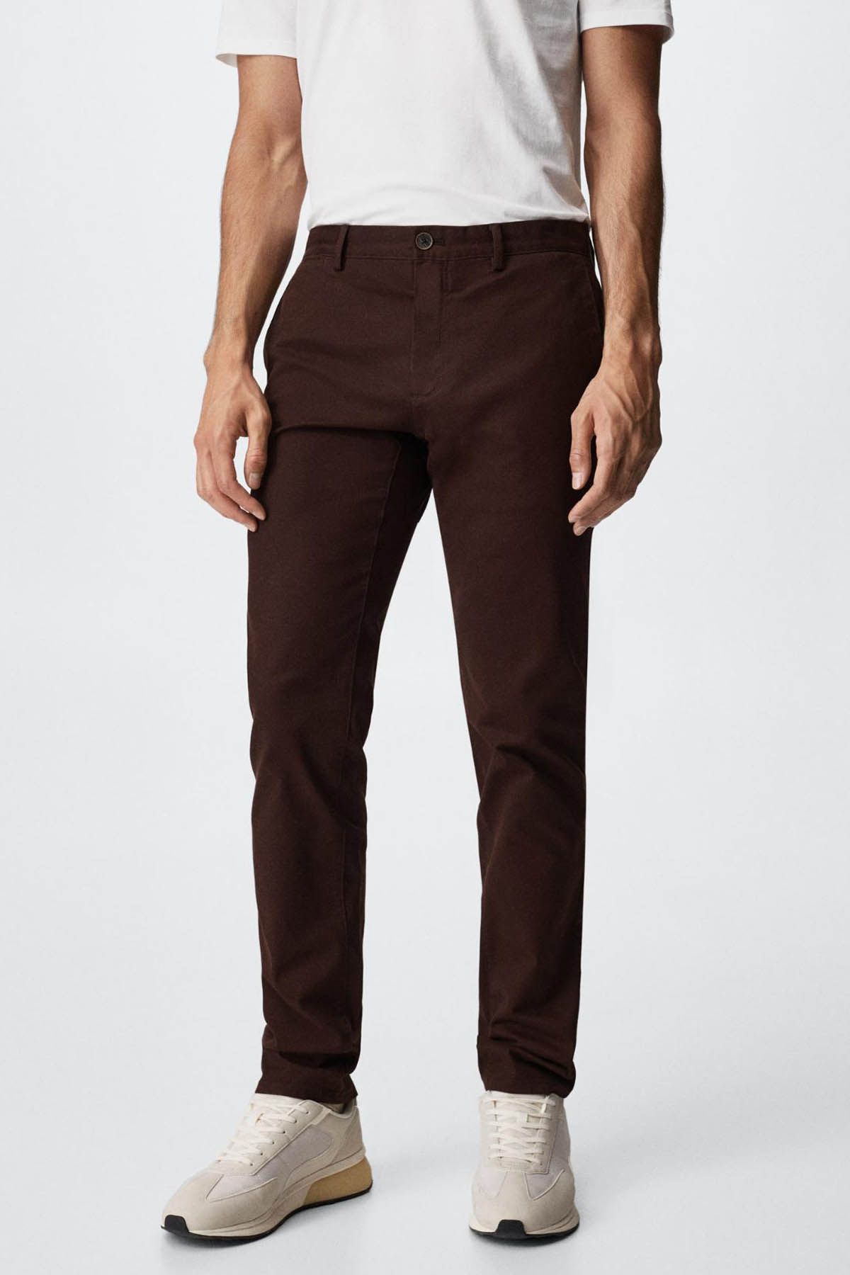 MANGO Slim fit serge chino trousers Wine Men Chinos