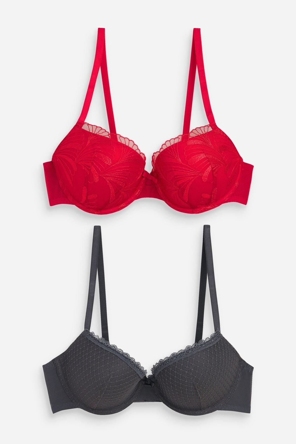 NEXT embroidered-bras-2-pack-nxt-a89216-red Neutral Women Bras