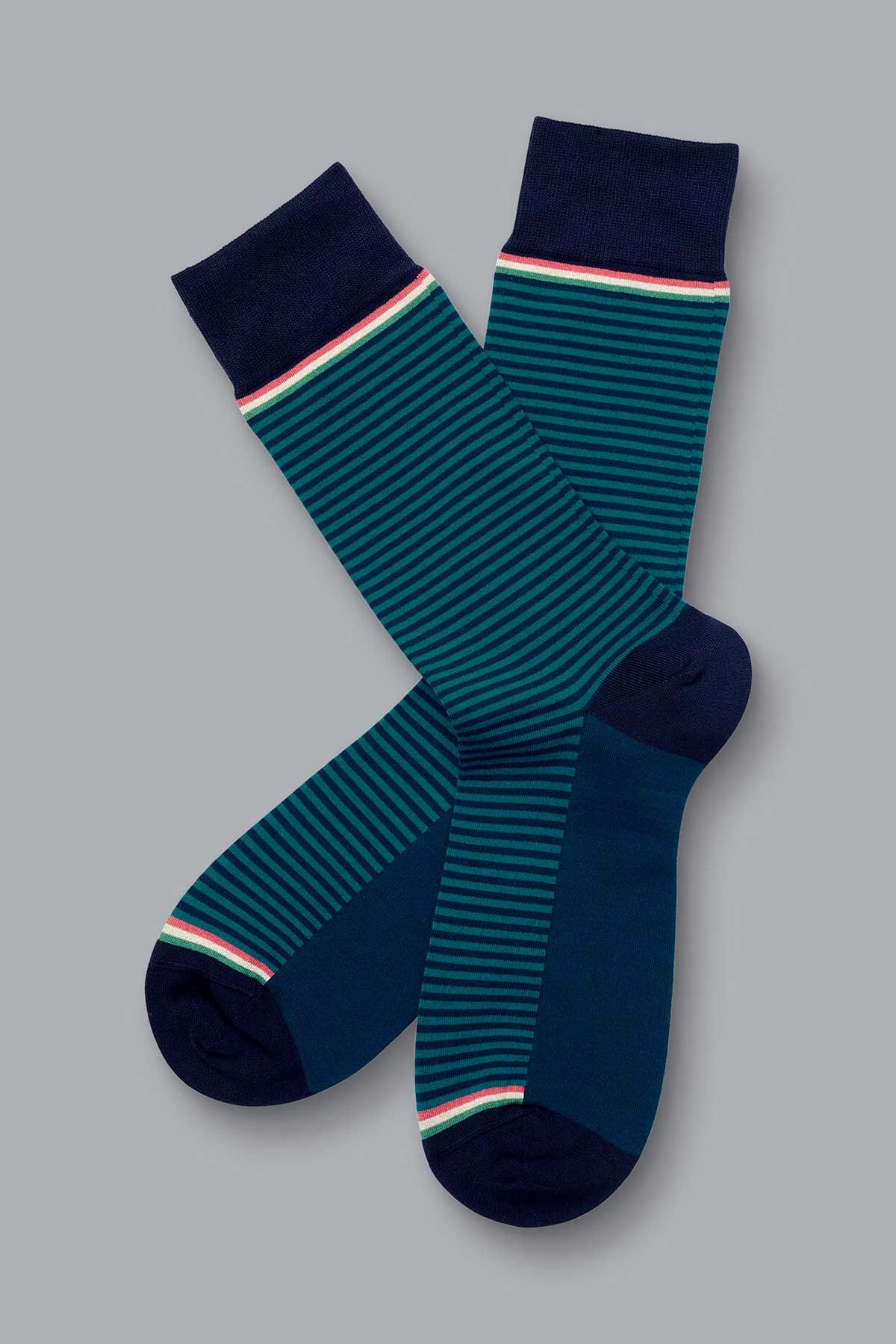 CTM Men's Big and Tall Striped Tube Socks (4 Pairs), Black, Red, Royal  Blue, Green
