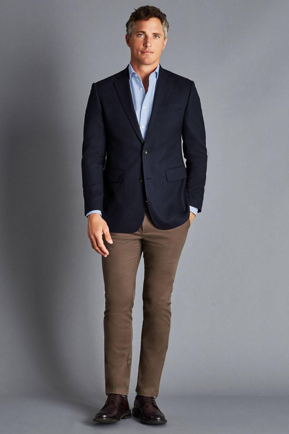 Khaki Dress Pants with Light Blue Blazer Outfits For Men (24 ideas &  outfits) | Lookastic