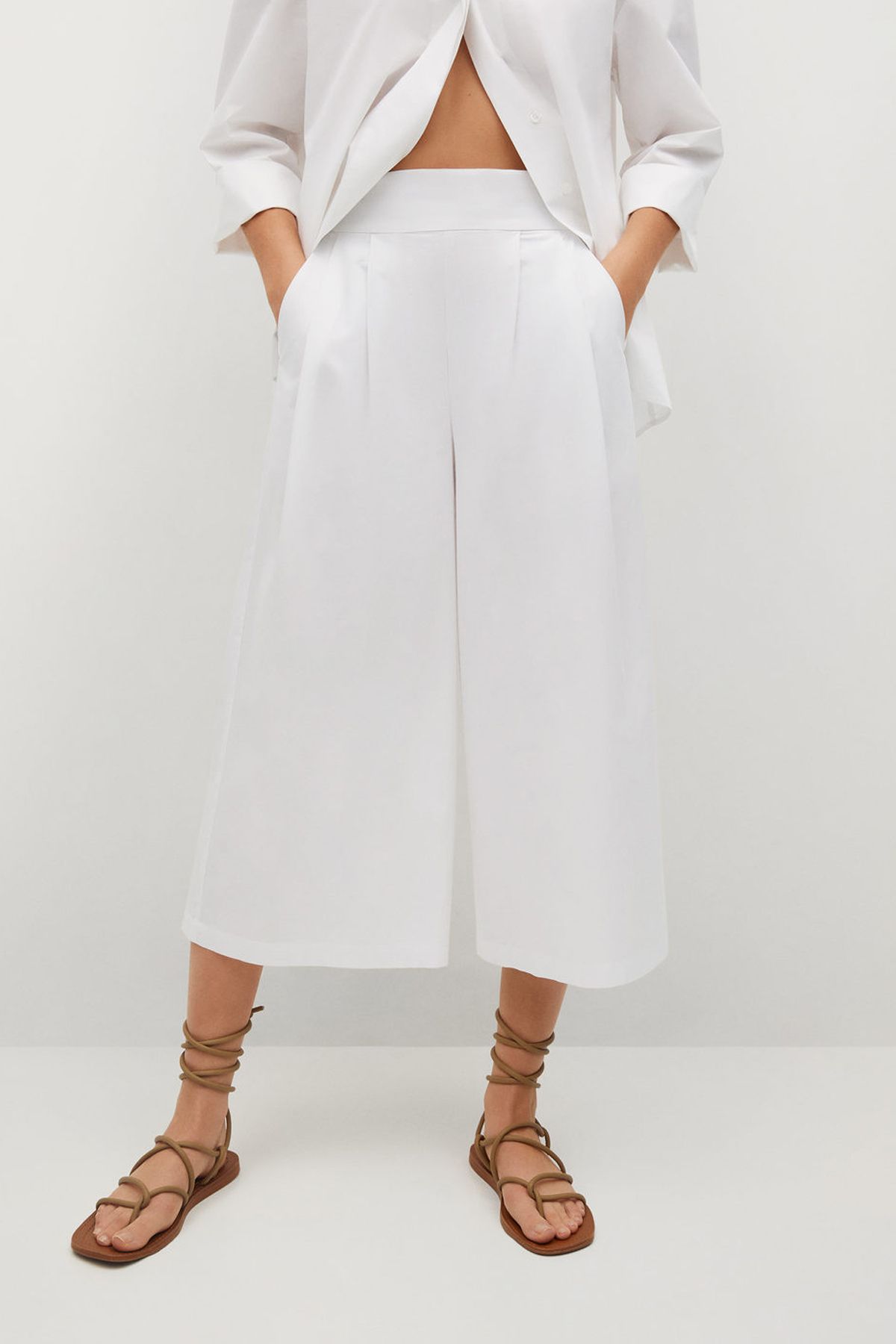 Culotte trousers with viscose blend Color white - RESERVED - 564AC-00X