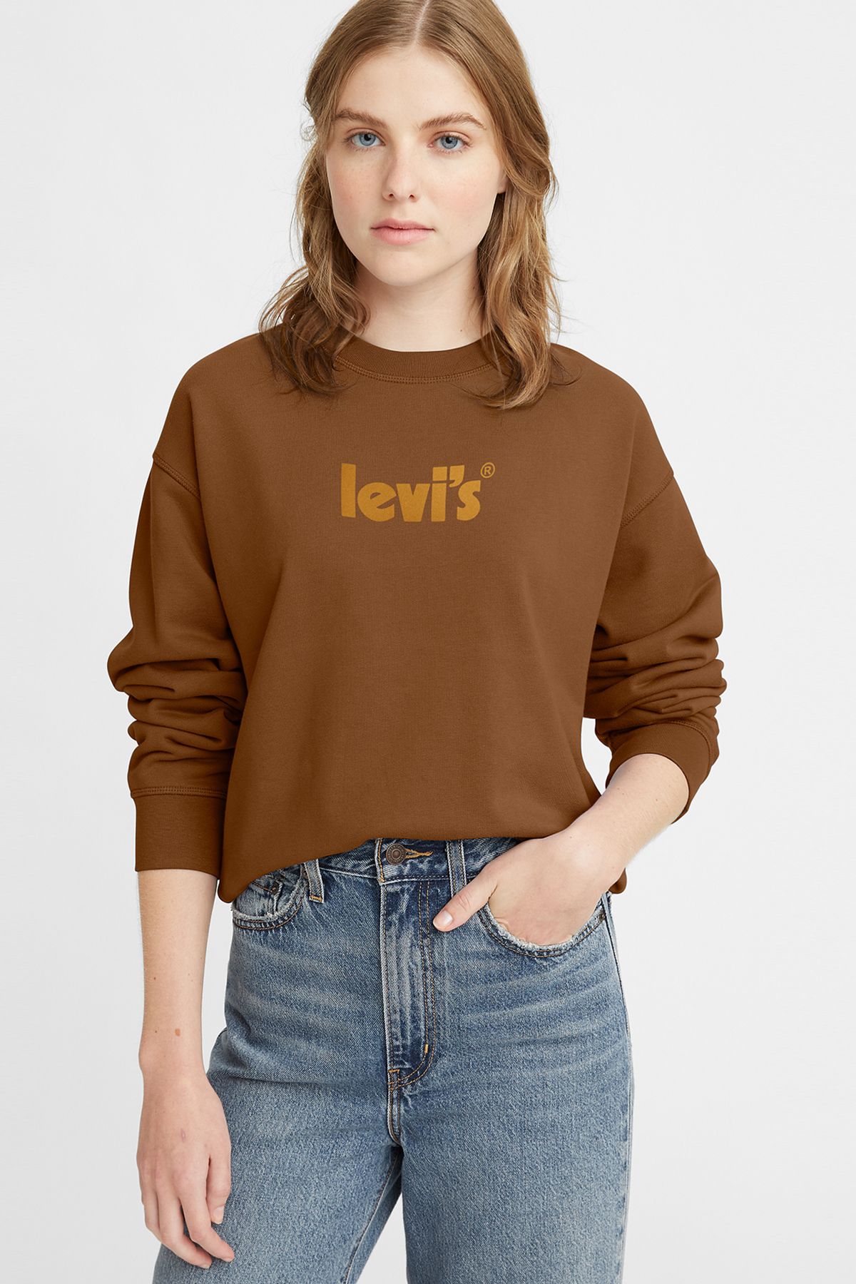 Levi's Â® Graphic Standard Crew Crew Seasonal Post Brown Women Sweatshirts