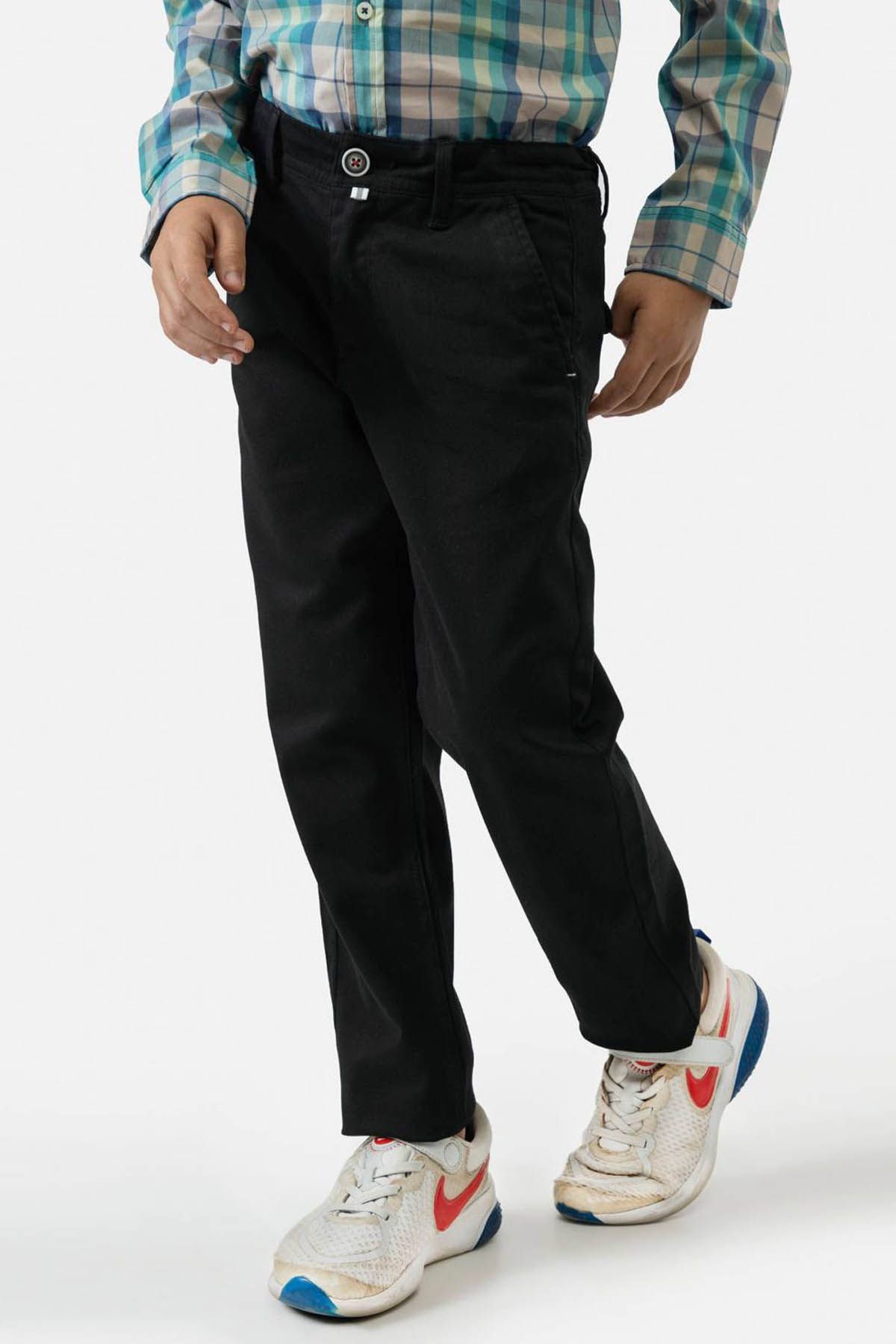 BRUMANO Black Casual Chino With Back Detailing Black Boy Chinos