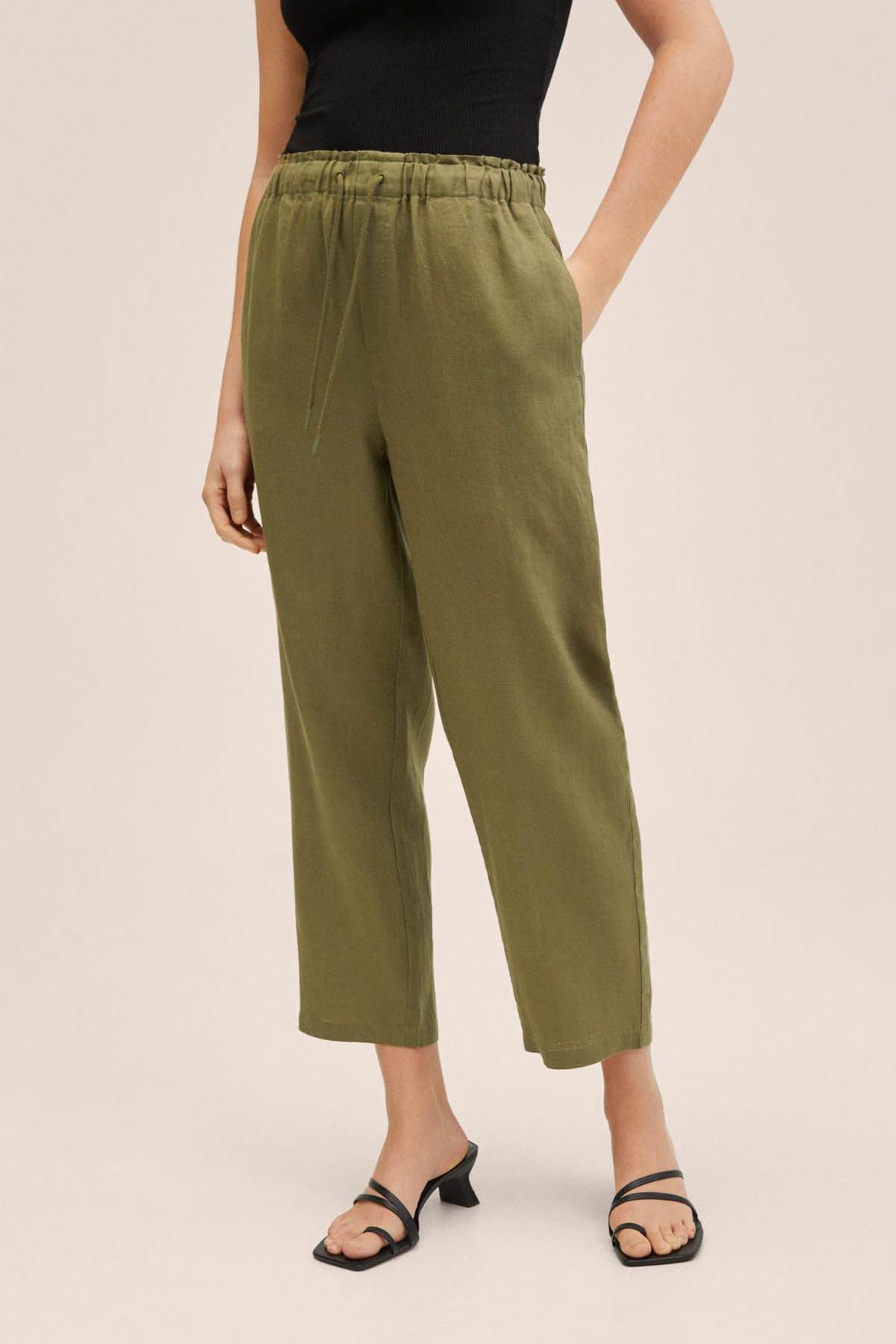 Stone | Laundered Linen Wide Leg Trouser | Pure Collection