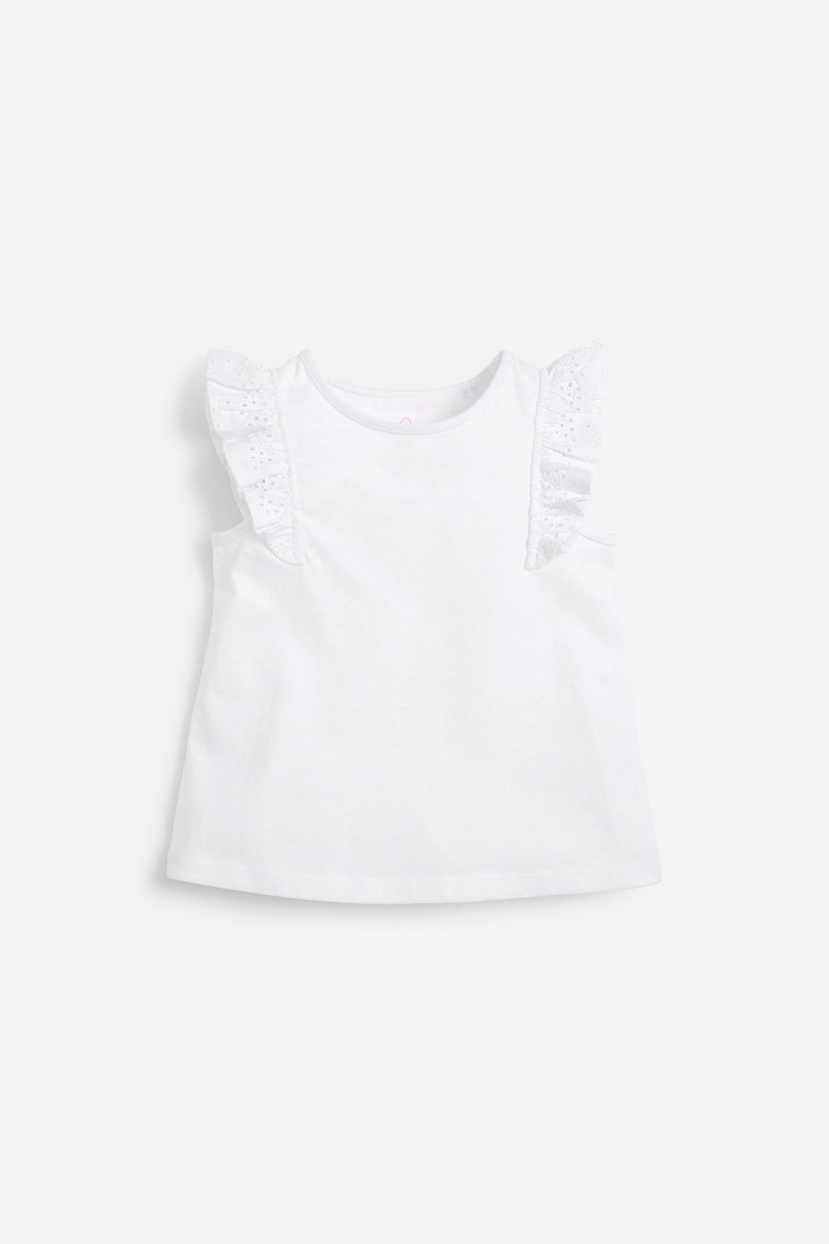 NEXT Broderie Frill Organic Vest White Girl Vests|akgalleria.com