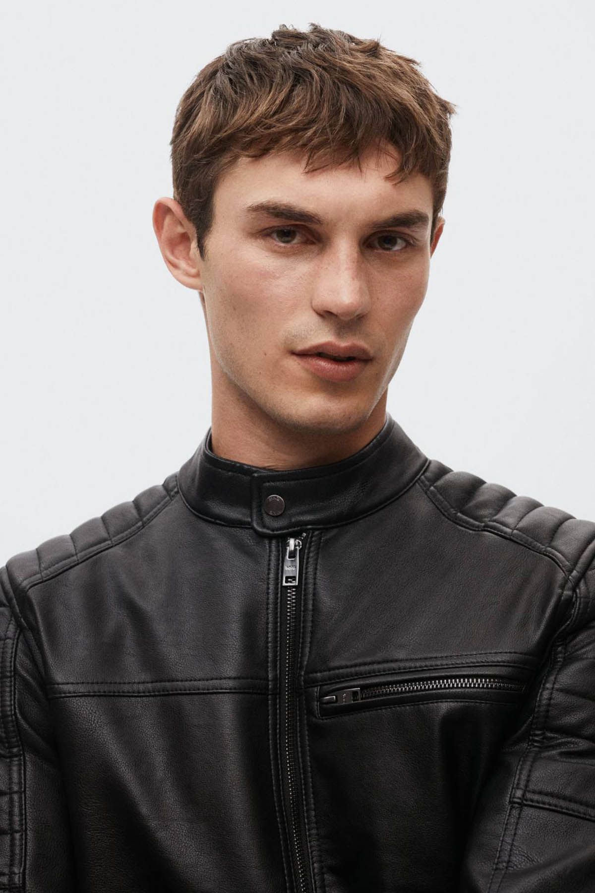 MANGO Faux-leather biker jacket Black Men Jackets