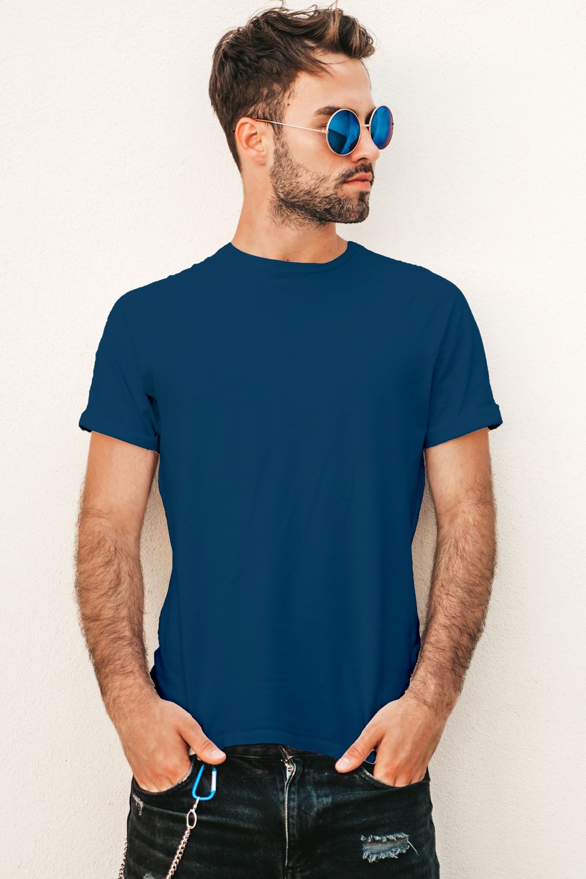 Jerdoni Navy Blue Plain T-Shirt - S