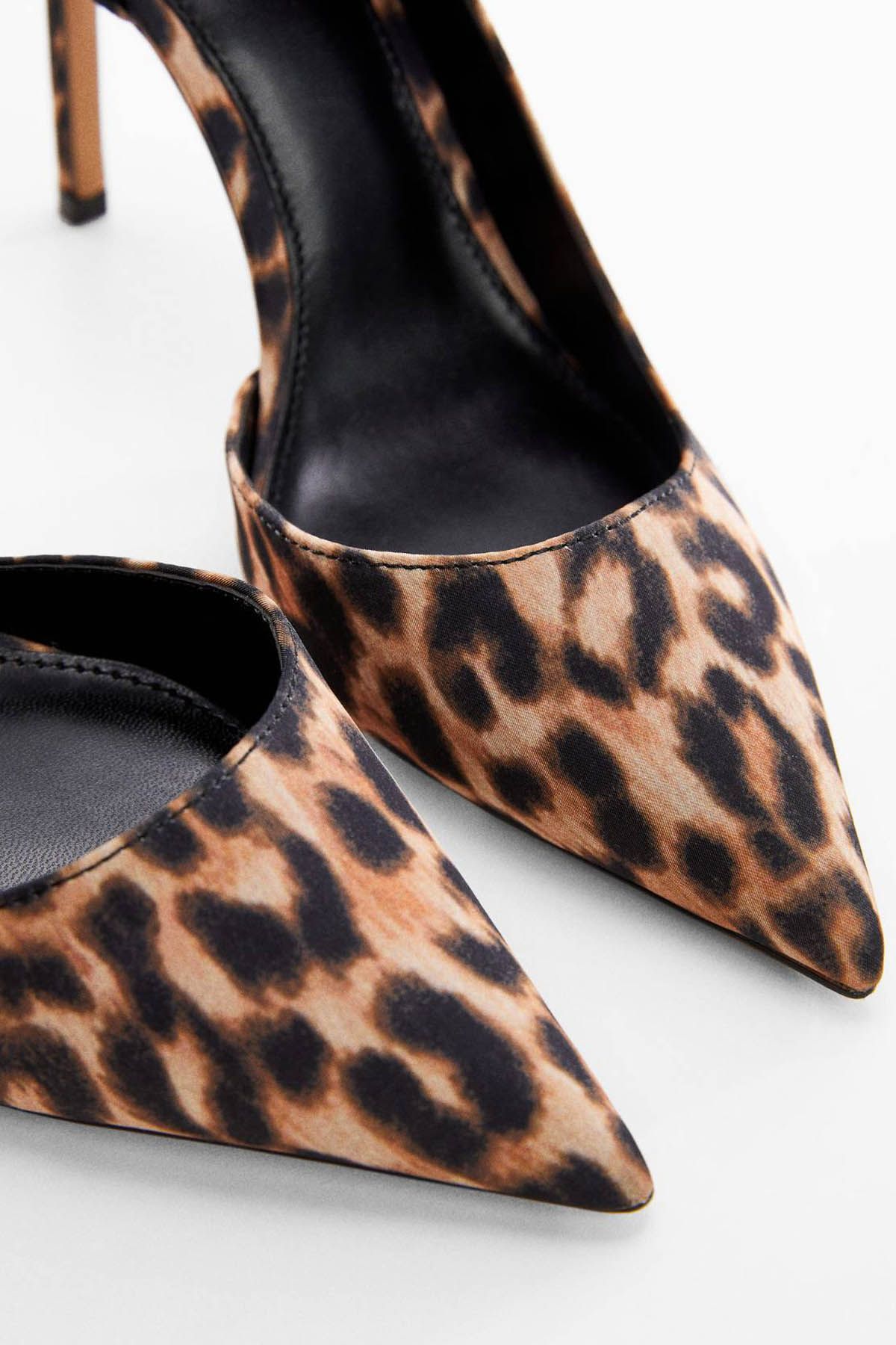 MANGO Animal Print High Heel Shoes Brown Women Heels