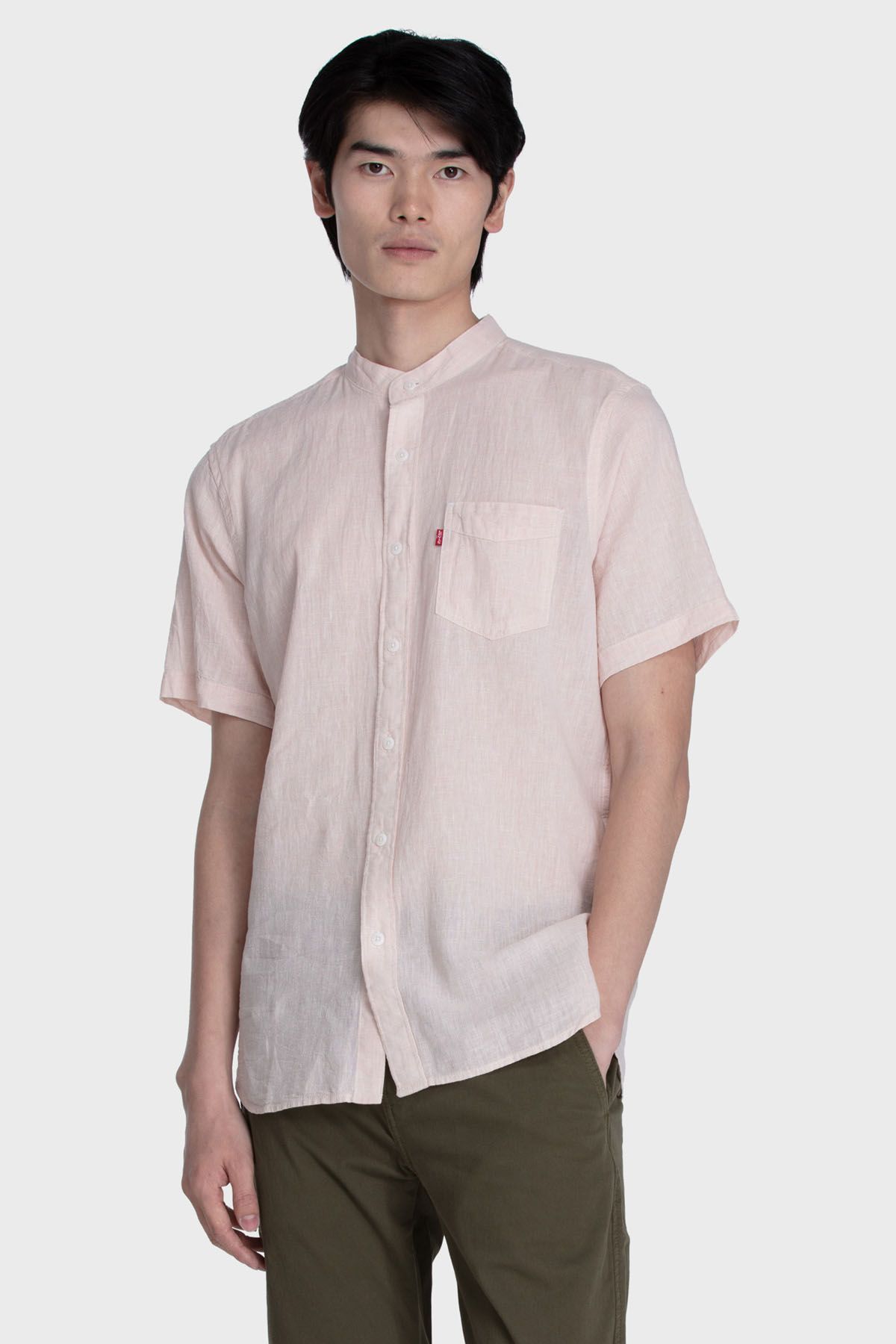 Levi's Â® S/S Mandarin Collar Shirt Pink Men Shirts|