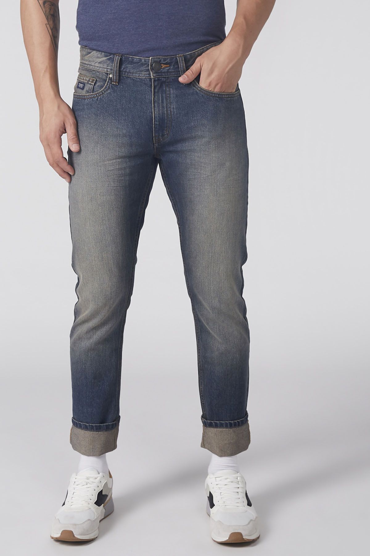 Splash Full Length Jeans with Button Closure and Pocket Detail Blue Men ...