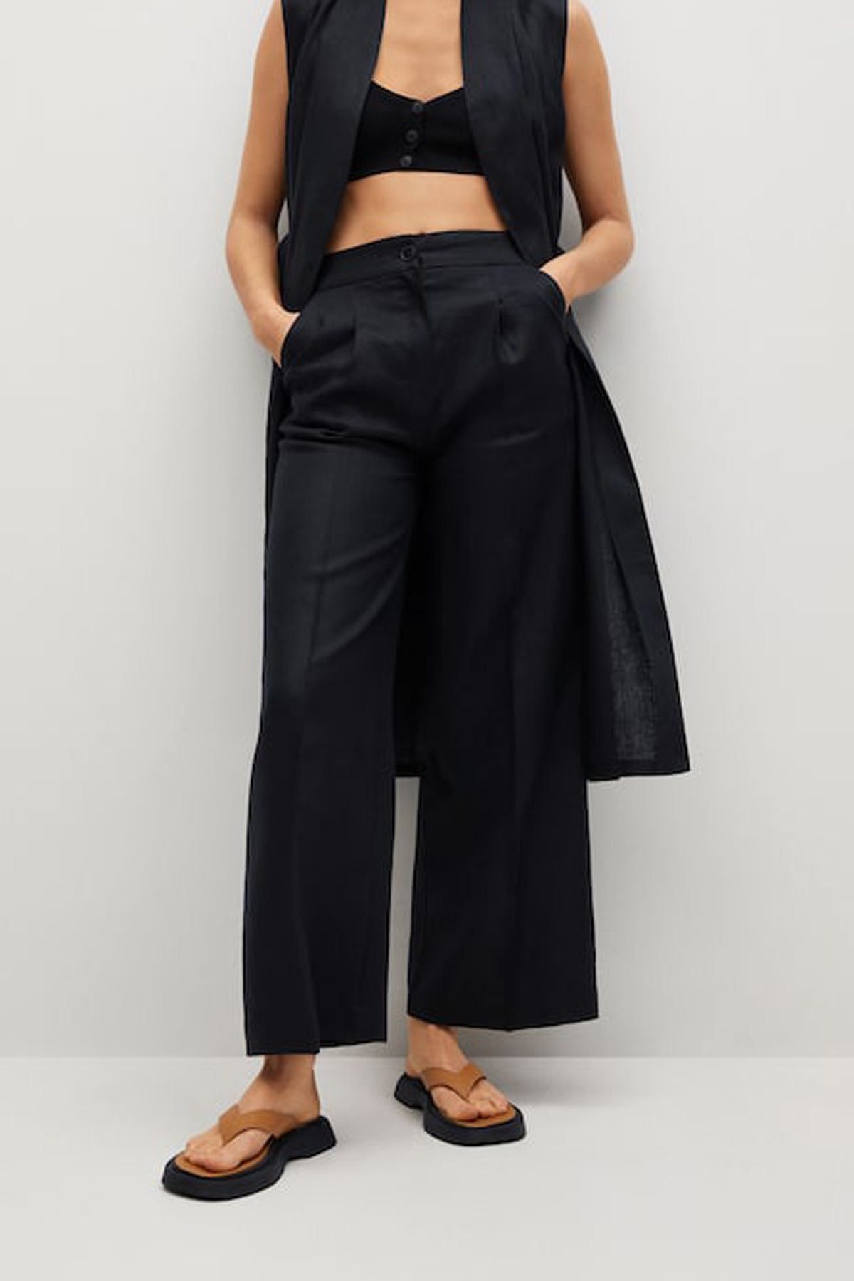 Mango Women's Trousers High Waist Black, Black : Amazon.de: Fashion