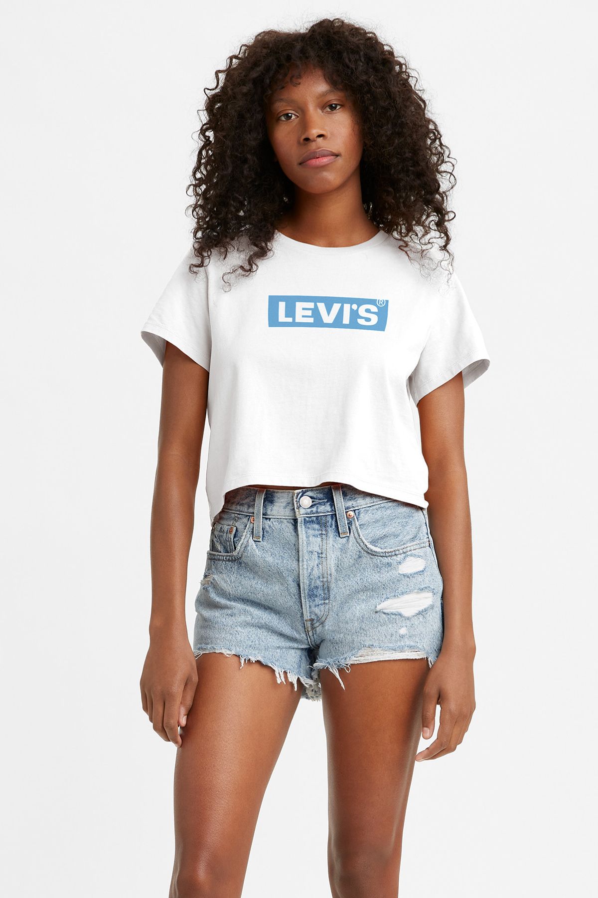 Levi's Â® Cropped Jordie Tee Seasonal Box Tab White Women T-Shirts