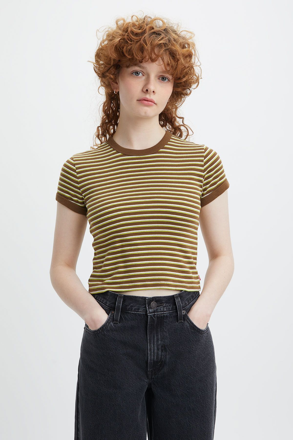 Levi's ® Mini Ringer Tee Fenugreek Sepia Stripe Stripes Women T-shirts