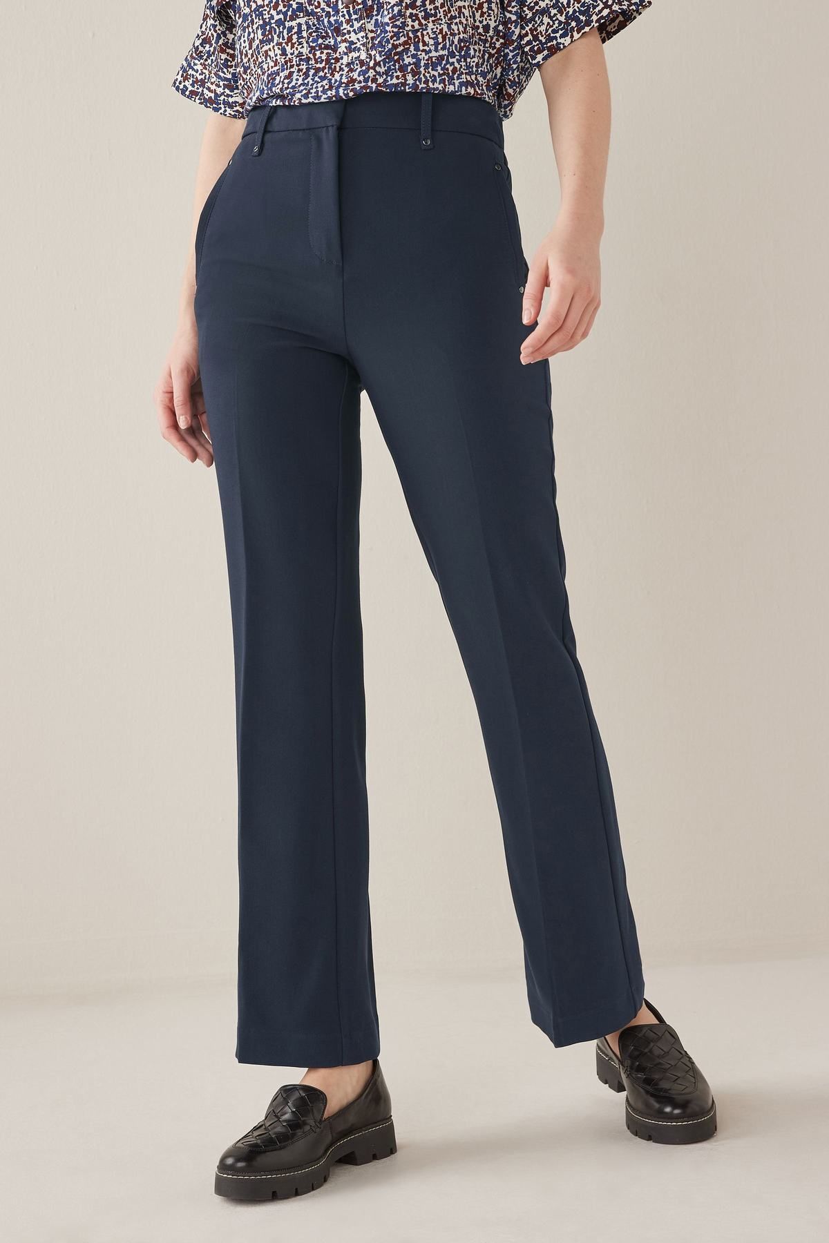 Buy online Plus Size Blue Solid Bootcut Trouser from bottom wear for Women  by Therebelinme for ₹2419 at 31% off | 2024 Limeroad.com