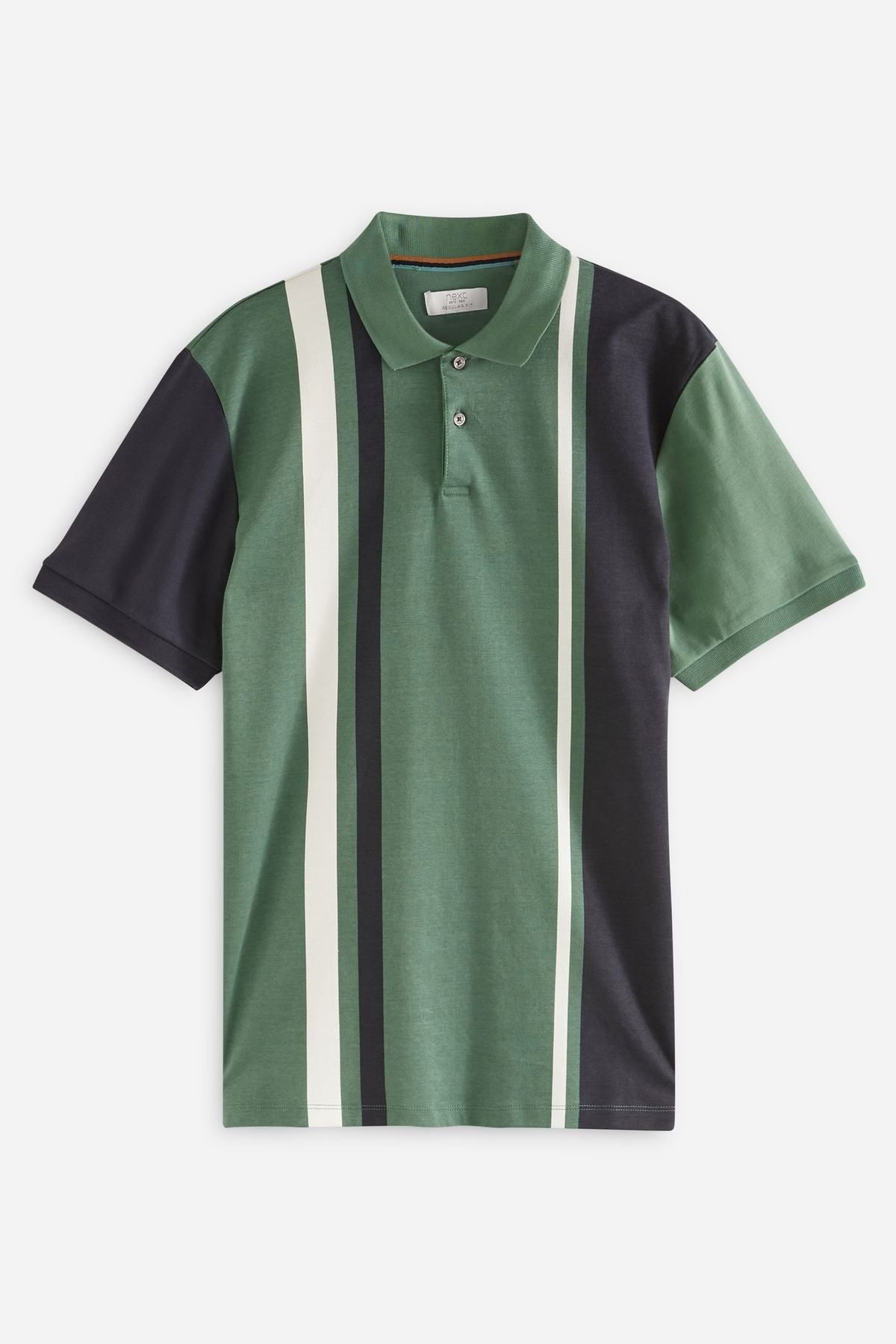 NEXT Vertical Block Polo Shirt Sage Green/Navy Blue Men
