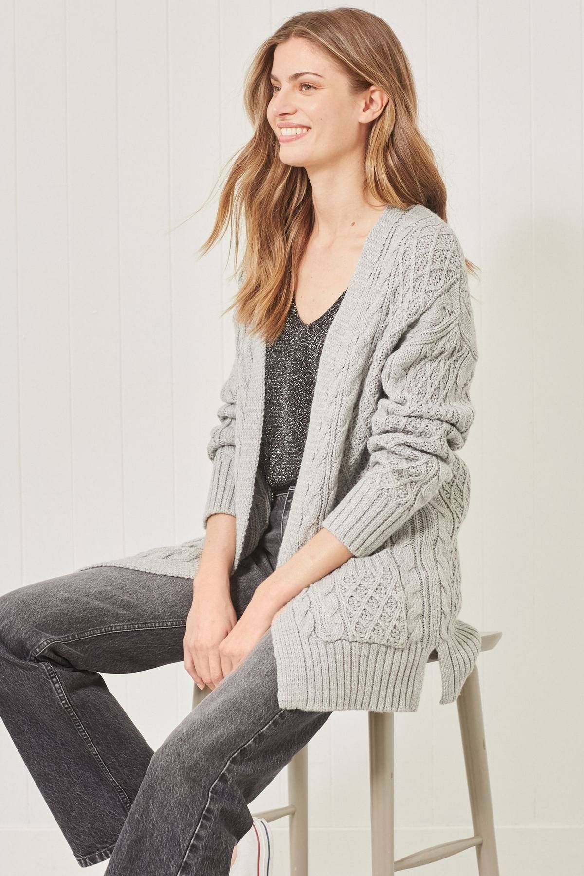 NEXT Cable Cardigan Grey Women Cardigans