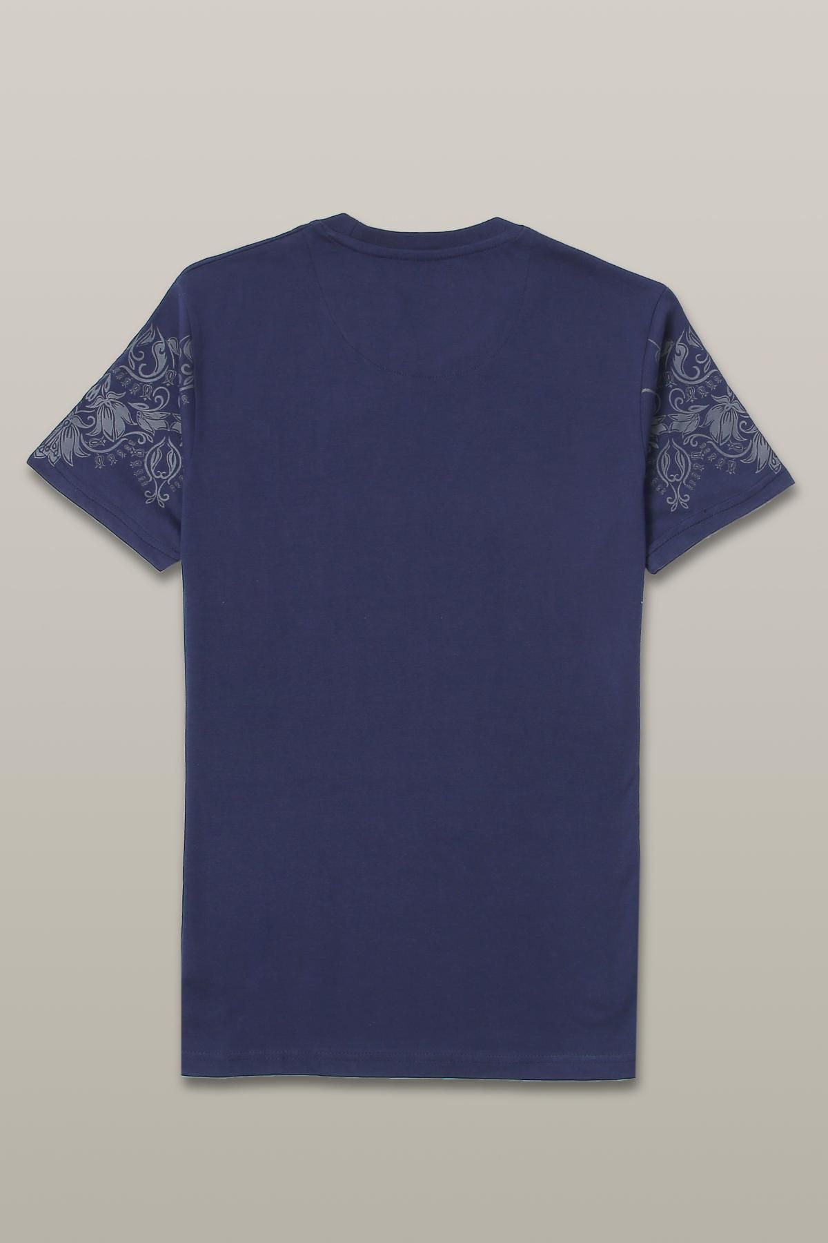 BRACKETS Round Neck T-Shirt In Navy Navy Men T-Shirts