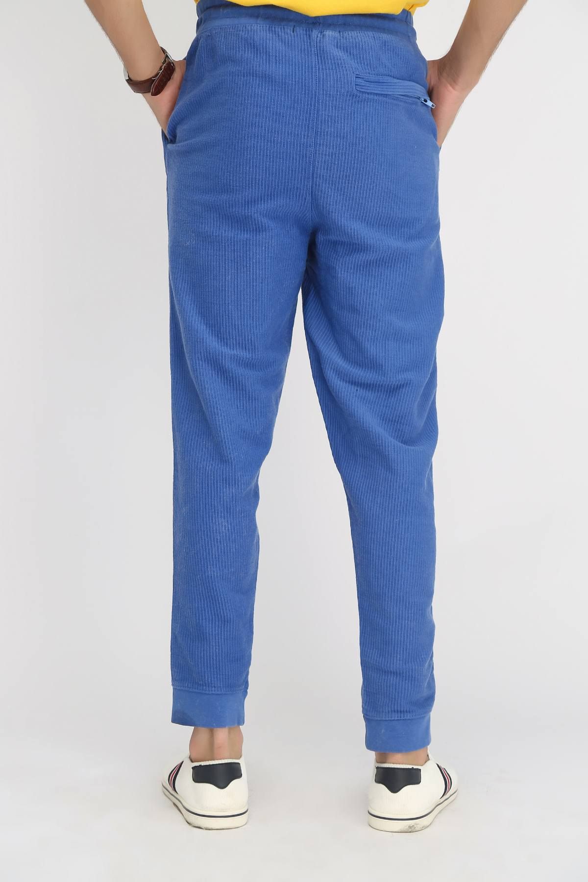 BRACKETS Knitted Trousers- Blue Blue Men Trousers