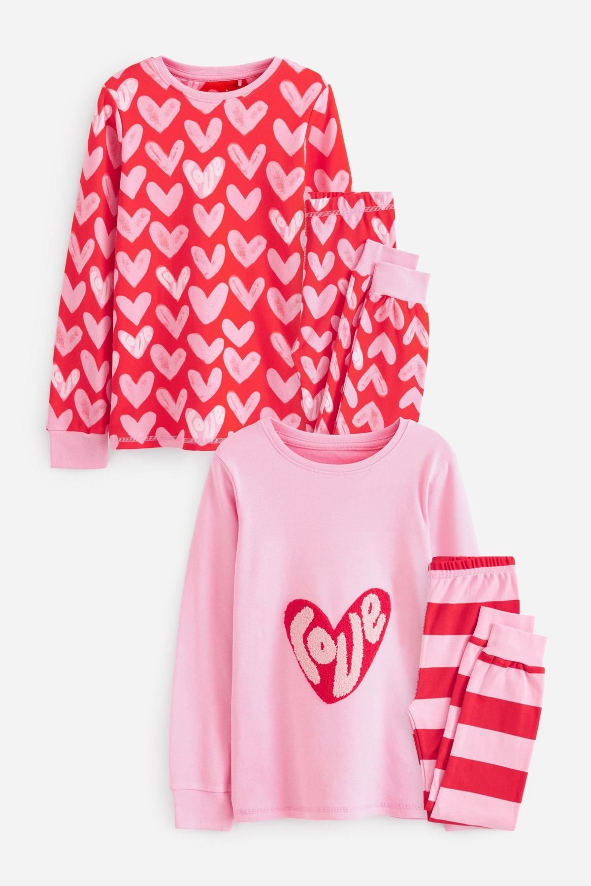 NEXT red-pink-love-heart-pyjamas-2-pack-nxt-c70032-red-pink Burgundy ...