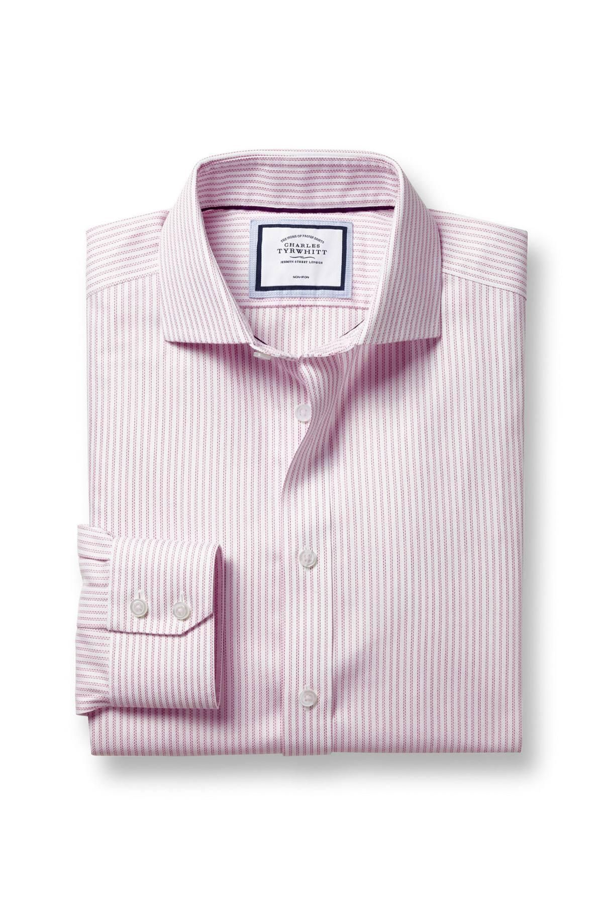 Light Pink Non-Iron Richmond Weave Stripe Cutaway Classic Fit Shirt
