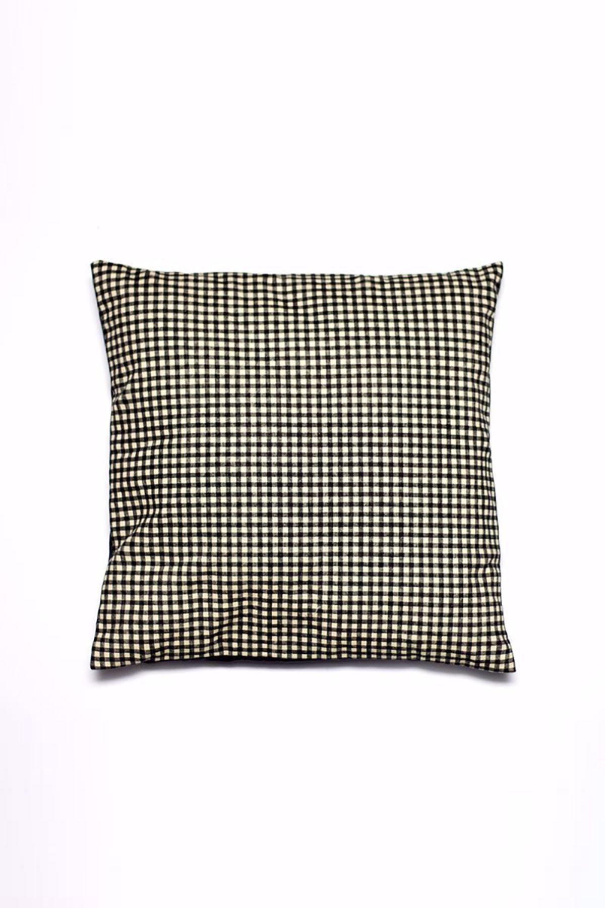 Checker Pattern Cushion Cover - Black