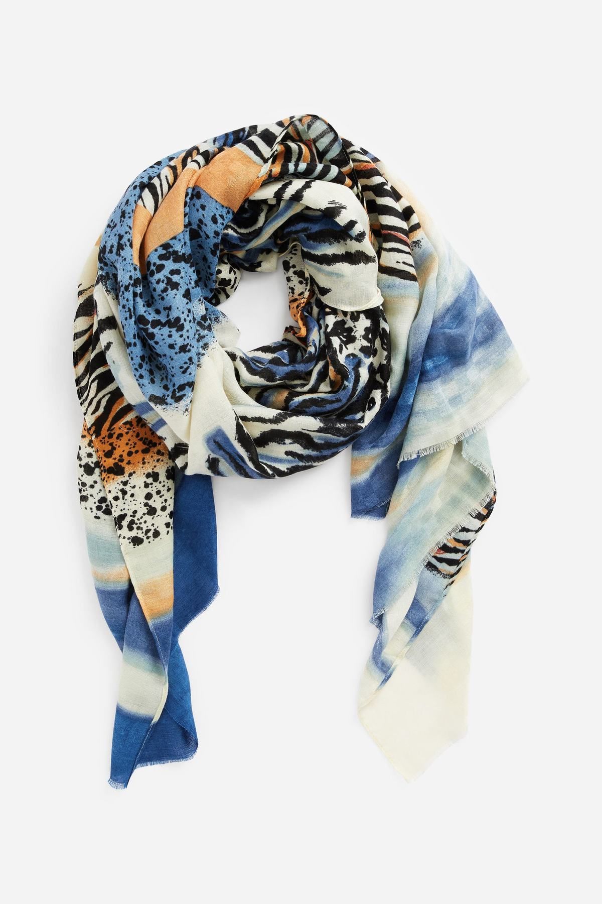 NEXT Animal Splice Print Light Weight Scarf Blue Women Scarves